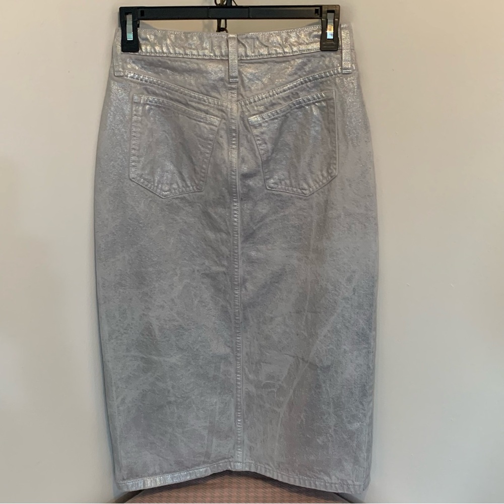 Abercrombie & Fitch Metallic Denim Midi Skirt - Picture 5 of 6